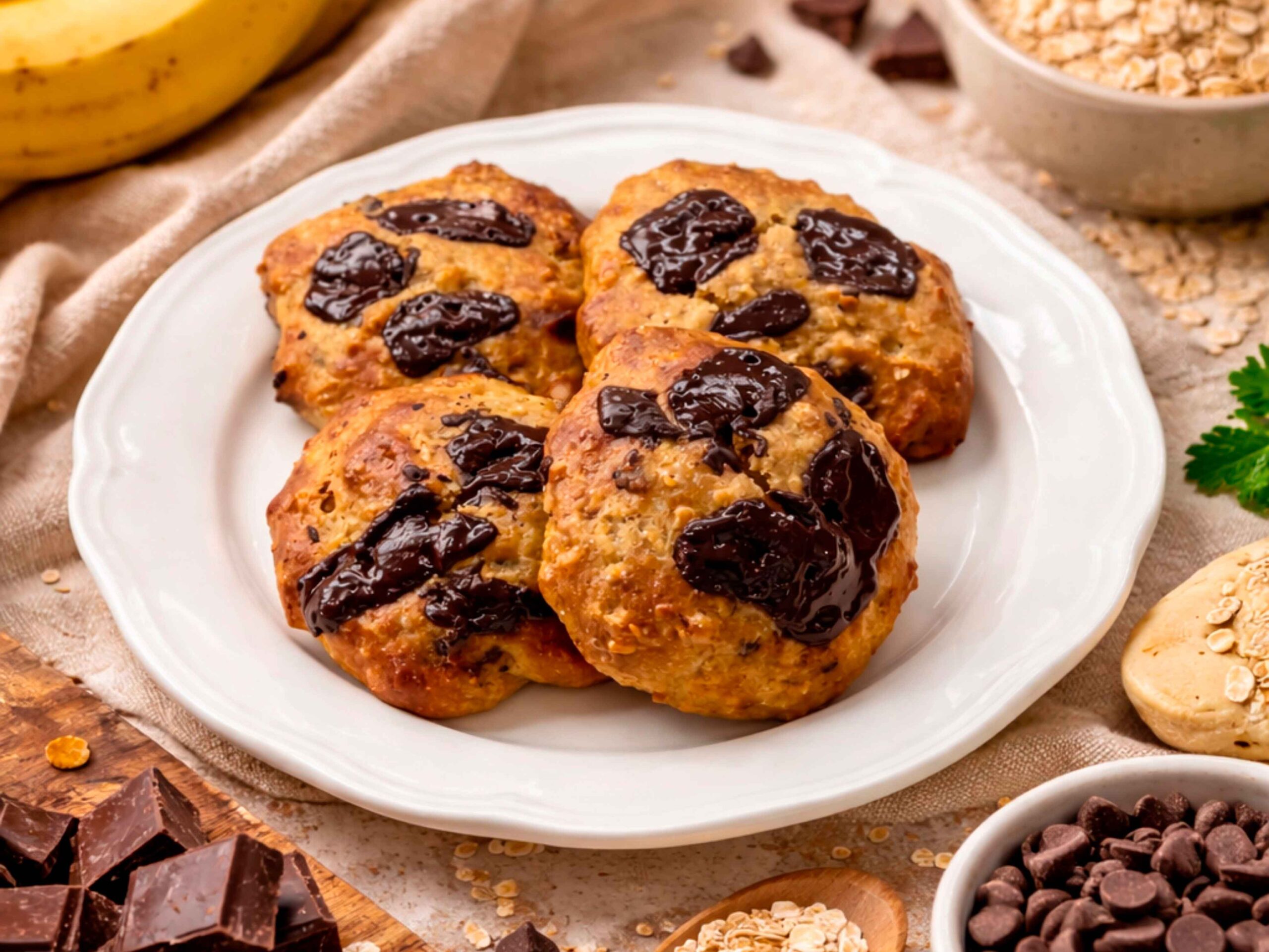 Receta de Bizcochitos Chunky Monkey proteicos con plátano y chocolate